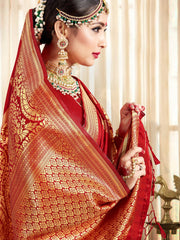 Chic Red Banarasi Art Silk Woven Saree