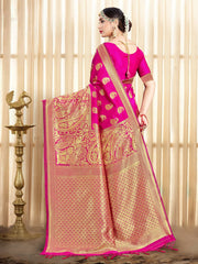 Stunning Pink Banarasi Art Silk Woven Saree