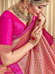 Stunning Pink Banarasi Art Silk Woven Saree