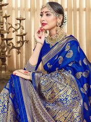 Chic Blue Banarasi Art Silk Woven Saree