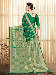 Beautiful Green Banarasi Art Silk Woven Saree