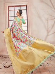 Stunning Multi Banarasi Art Silk Digital Print with woven border Saree