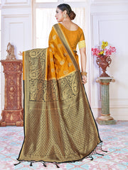 Elegant Mustard Banarasi Art Silk Woven Saree