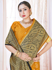 Elegant Mustard Banarasi Art Silk Woven Saree