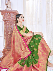 Beautiful Green Banarasi Art Silk Woven Saree