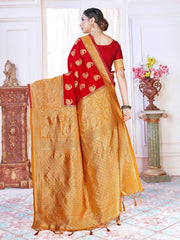 Elegant Red Banarasi Art Silk Woven Saree