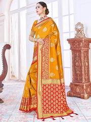 Elegant Mustard Banarasi Art Silk Woven Saree