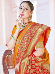 Elegant Mustard Banarasi Art Silk Woven Saree