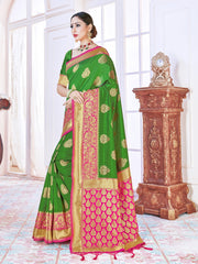 Beautiful Green Banarasi Art Silk Woven Saree