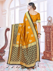 Chic Mustard Banarasi Art Silk Woven Saree