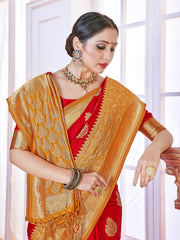Elegant Red Banarasi Art Silk Woven Saree