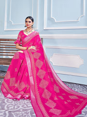 Beautiful Pink Cotton Silk Printed Saree
