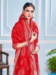 Vibrant Red Cotton Silk Saree