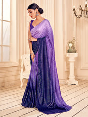 Elegant Purple Art Silk Saree with Intricate Embroidery