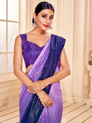 Elegant Purple Art Silk Saree with Intricate Embroidery