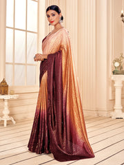 Rust Art Silk Embroidered Saree