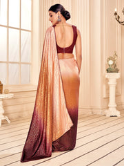 Rust Art Silk Embroidered Saree