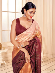 Rust Art Silk Embroidered Saree