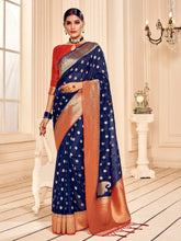 Navy Blue Banarasi Art Silk Saree