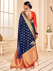 Navy Blue Banarasi Art Silk Saree