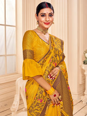Elegant Mustard Banarasi Art Silk Saree