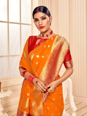 Orange Banarasi Art Silk Saree
