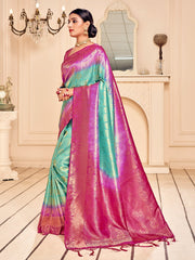 Teal Banarasi Art Silk Saree