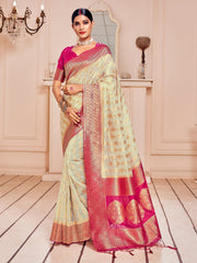 Elegant Cream Banarasi Art Silk Saree