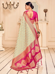 Elegant Cream Banarasi Art Silk Saree
