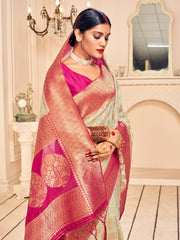Elegant Cream Banarasi Art Silk Saree