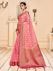 Elegant Pink Banarasi Art Silk Saree