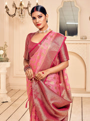 Elegant Pink Banarasi Art Silk Saree
