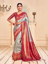 Elegant Grey Banarasi Art Silk Saree