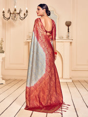 Elegant Grey Banarasi Art Silk Saree