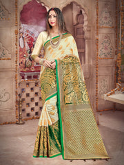Elegant Off White Banarasi Art Silk Saree