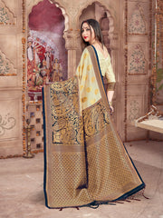 Stunning Off White Banarasi Art Silk Woven Saree