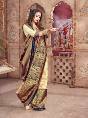 Stunning Off White Banarasi Art Silk Woven Saree