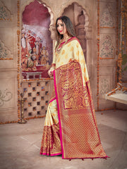 Elegant Off White Banarasi Art Silk Saree
