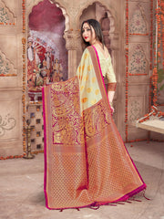 Elegant Off White Banarasi Art Silk Saree