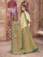 Elegant Off White Banarasi Art Silk Saree