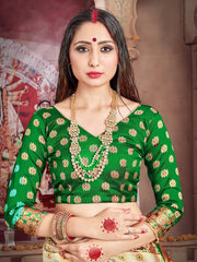 Elegant Off White Banarasi Art Silk Saree