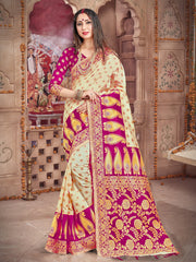 Elegant Off White Banarasi Art Silk Saree