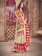 Elegant Off White Banarasi Art Silk Saree