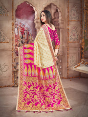 Elegant Off White Banarasi Art Silk Saree