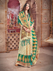 Elegant Off White Banarasi Art Silk Saree