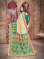 Elegant Off White Banarasi Art Silk Saree