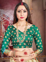 Elegant Off White Banarasi Art Silk Saree