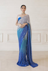 Elegant Blue Art Silk Woven Saree