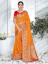 Orange Organza Silk Saree