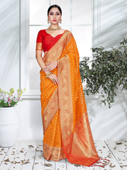 Orange Organza Silk Saree